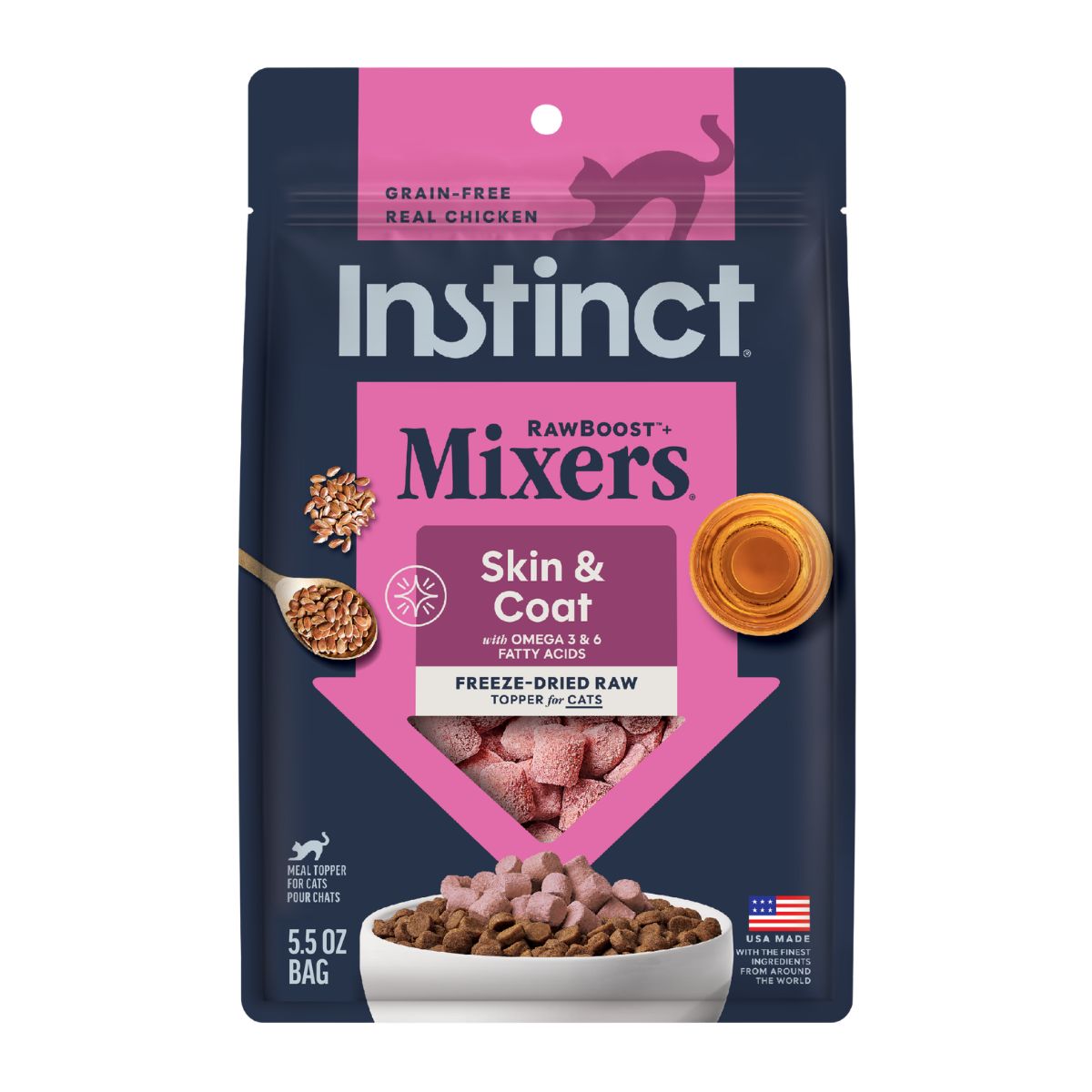 Instinct Freeze Dried Raw Boost Mixers Skin Coat Recipe Cat Food Topper