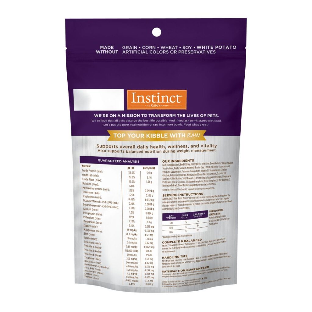 Instinct Raw Boost Mixers Multivitamin Cats Ages 7+ Senior Cat Topper